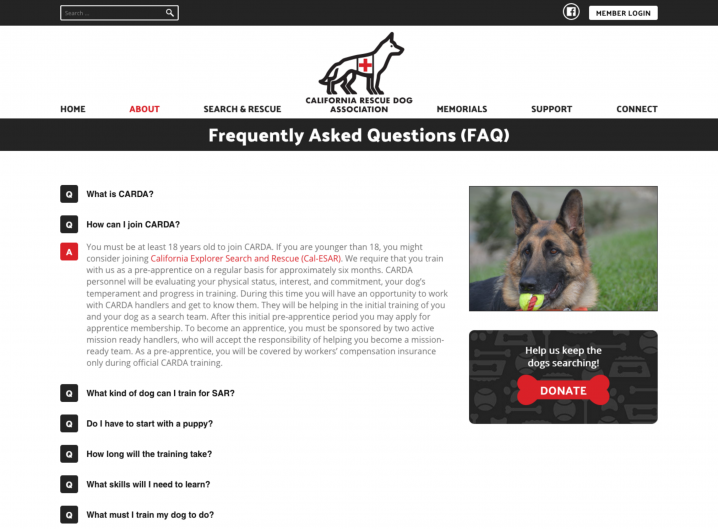 CARDA FAQ page