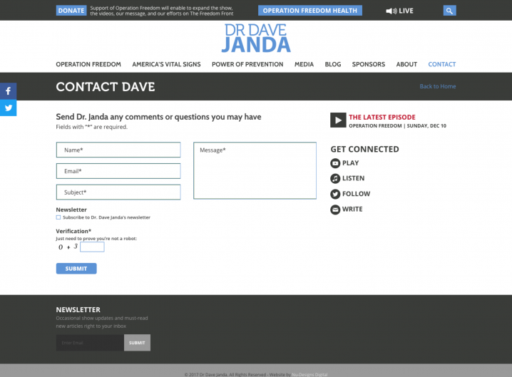 Dr. Dave Janda Contact page