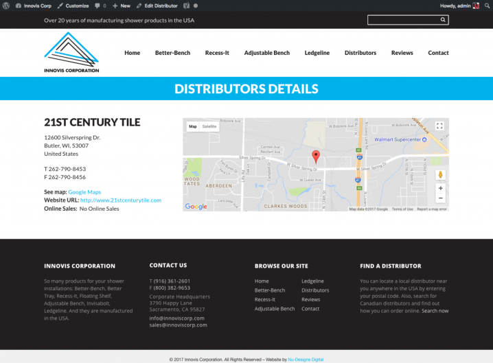 Innovis Corp Distributor detail page