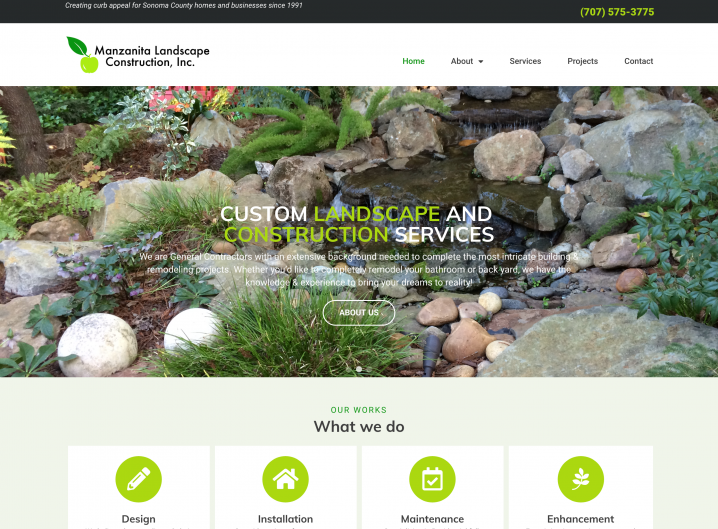 Manzanita Landscape Construction home page
