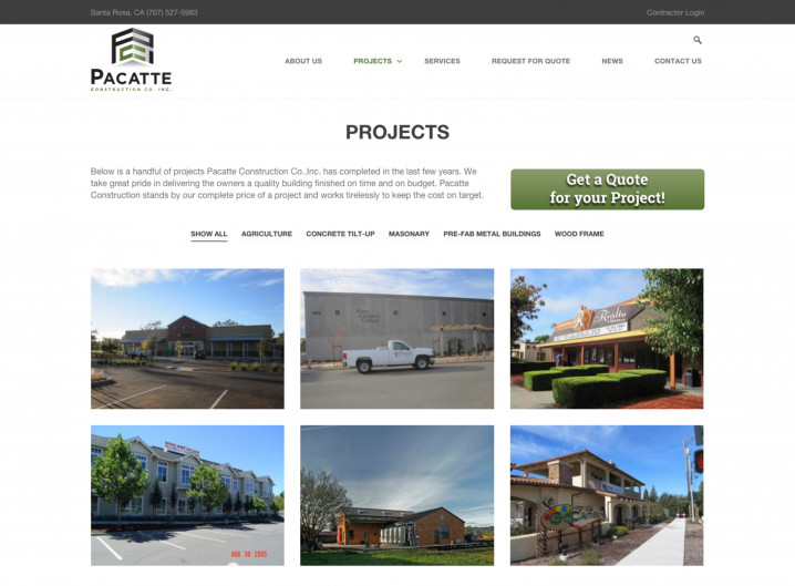 Pacatte Construction Project page