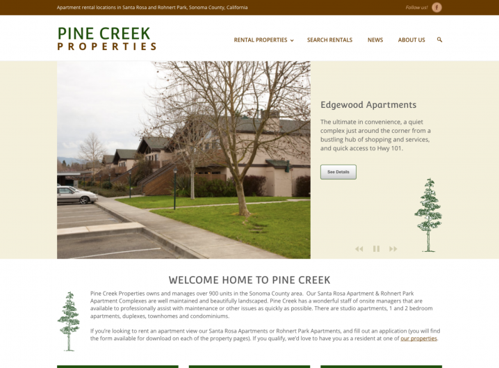 Pine Creek Rentals Home page