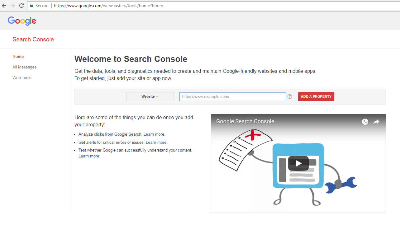 google search console set up